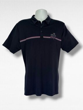 TravisMathew High Surf Polo Shirt Mens Large Black Golf Pima Cotton Blend 1MY140